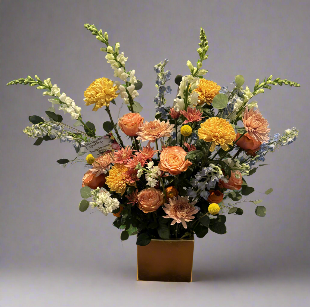 Modern Garden-Inspired Funeral Arrangement